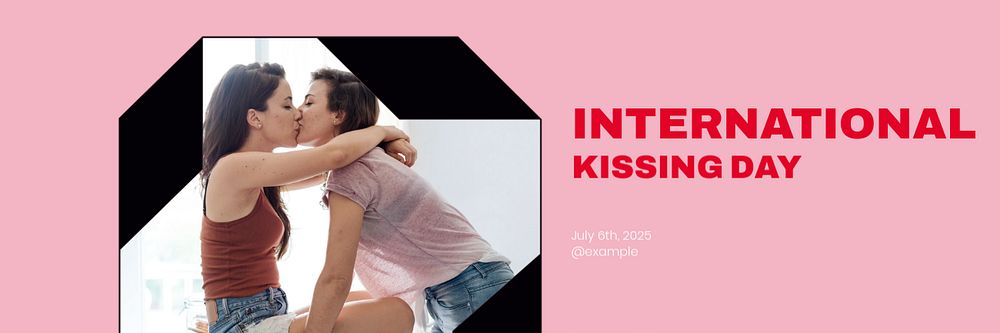 International kissing day email header template, editable design