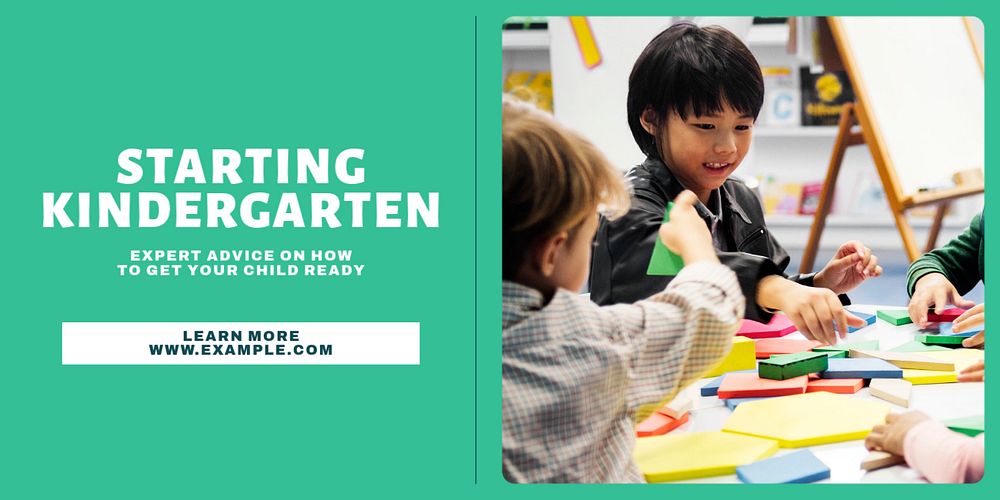 Starting kindergarten Twitter post template, editable text