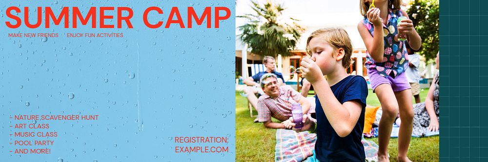 Summer camp email header template, editable design