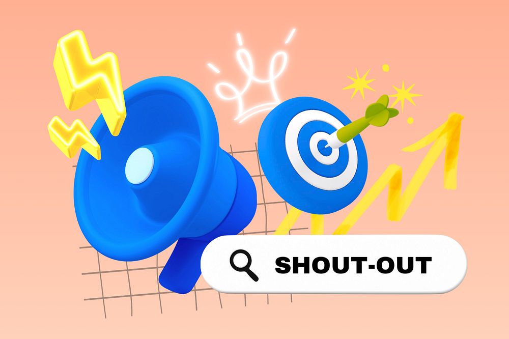 Shout-out, editable business word 3D remix