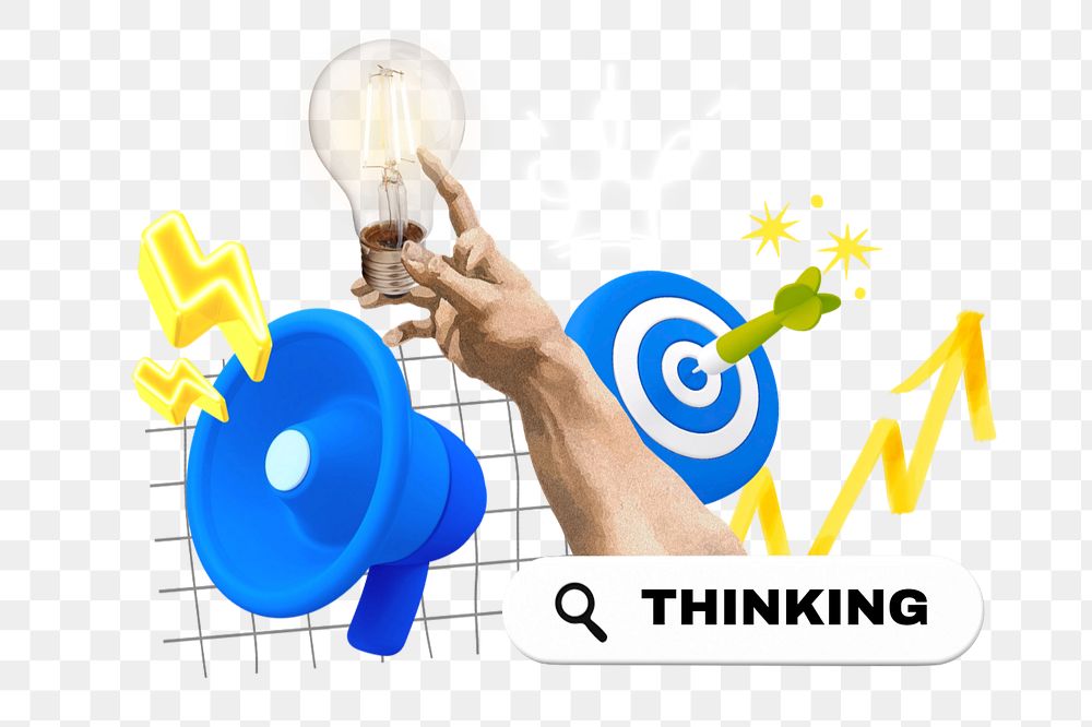 Thinking, editable business word 3D remix