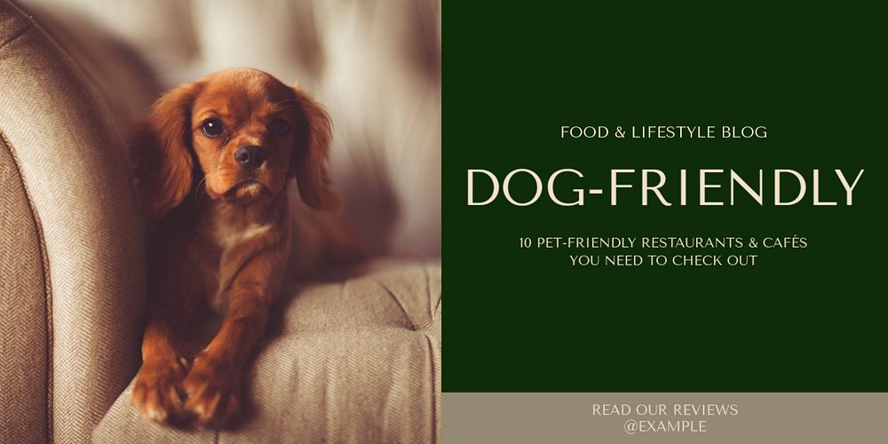 Dog & pet-friendly restaurants Twitter post template, editable text