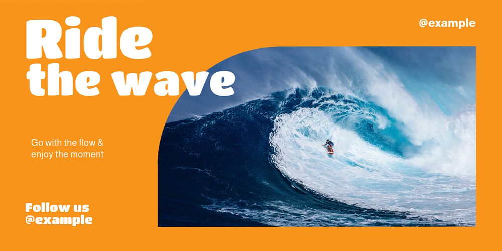 Ride the wave Twitter post template, editable text