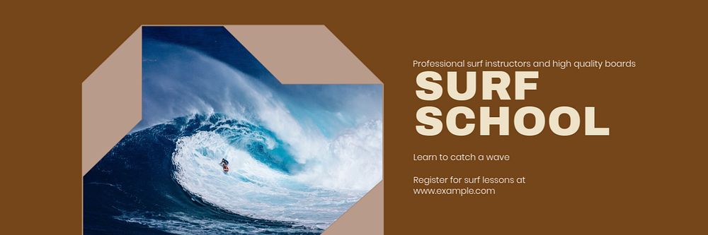 Surf school email header template, editable design