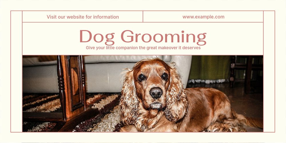 Dog grooming Twitter ad template, editable text & design