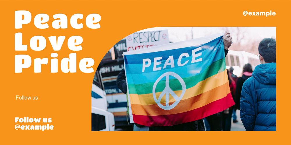 Peace love pride Twitter post template, editable text