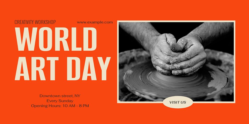 World art day Twitter post template, editable text