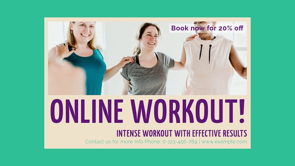 Online workout blog banner template, editable design