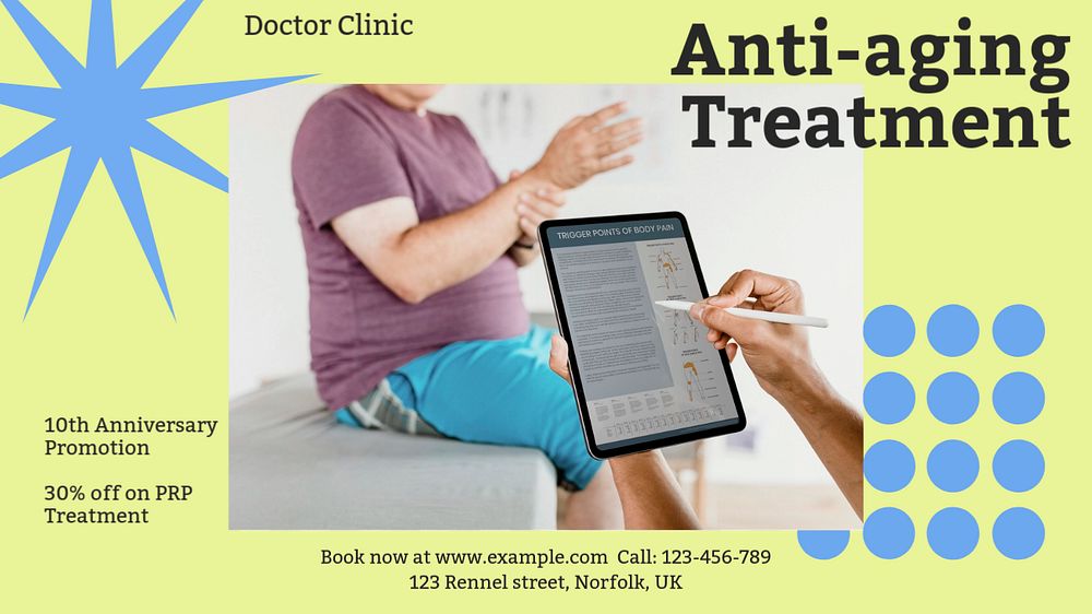 Anti-aging treatment blog banner template, editable design