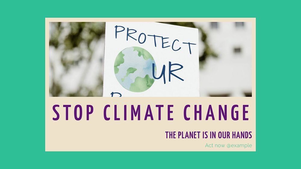 Stop climate change blog banner template, editable design