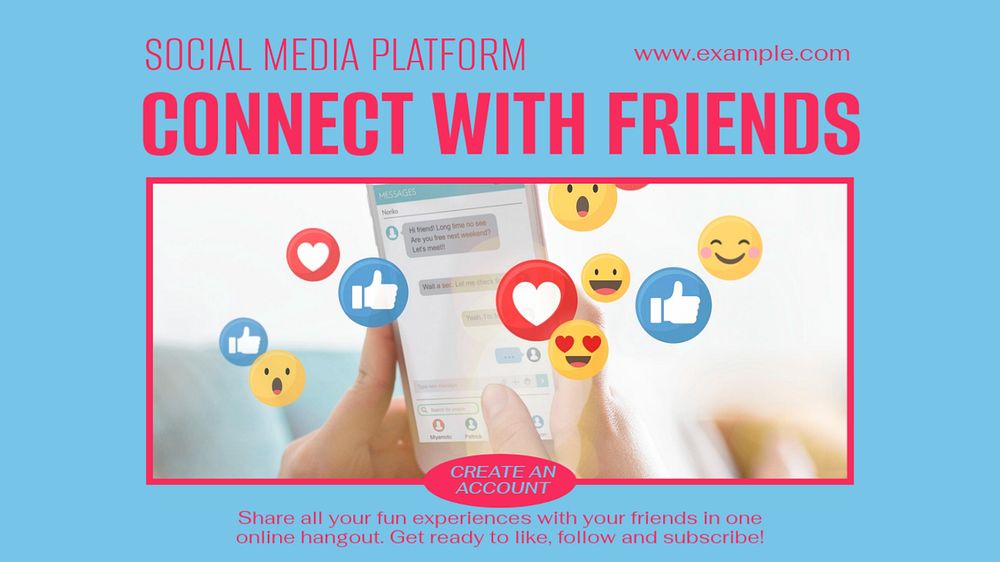 Connect with friends blog banner template, editable design