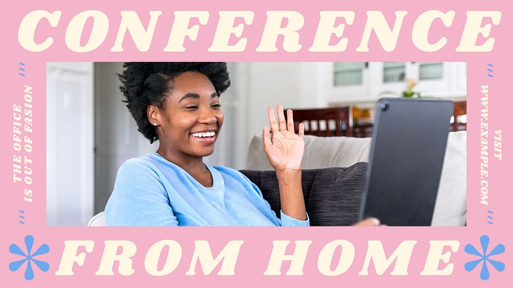 Conference from home blog banner template, editable design