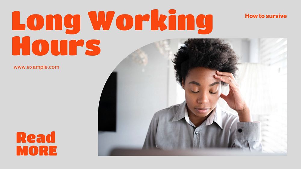 Long working hours blog banner template, editable design