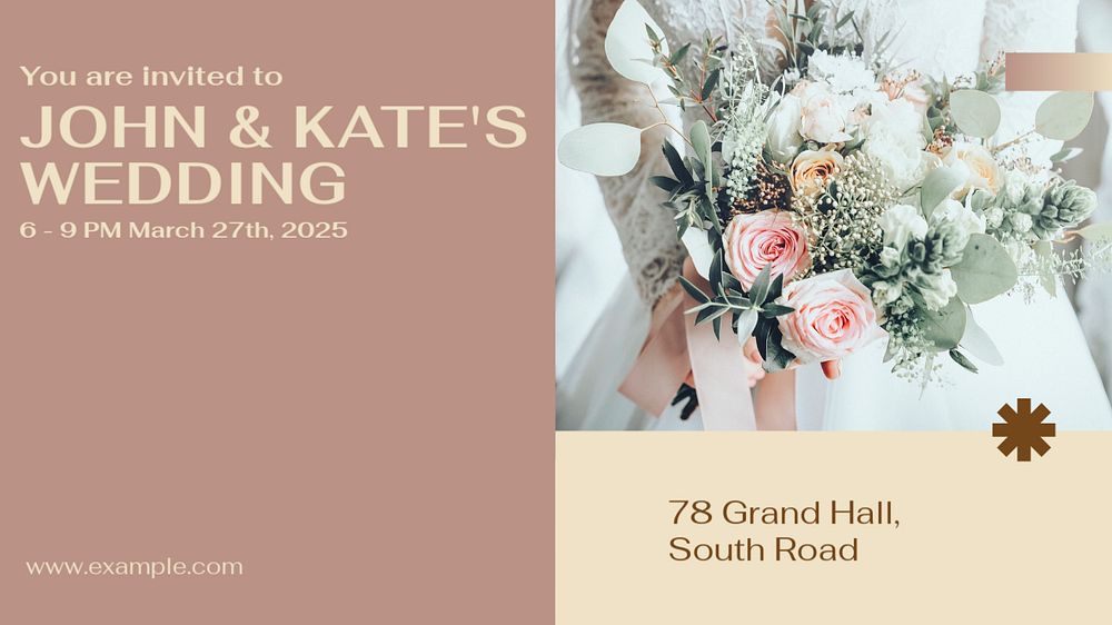 Wedding invitation blog banner template, editable design