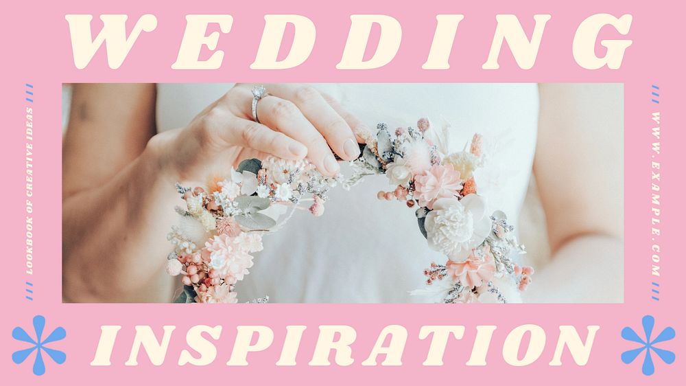 Wedding inspiration blog banner template, editable design