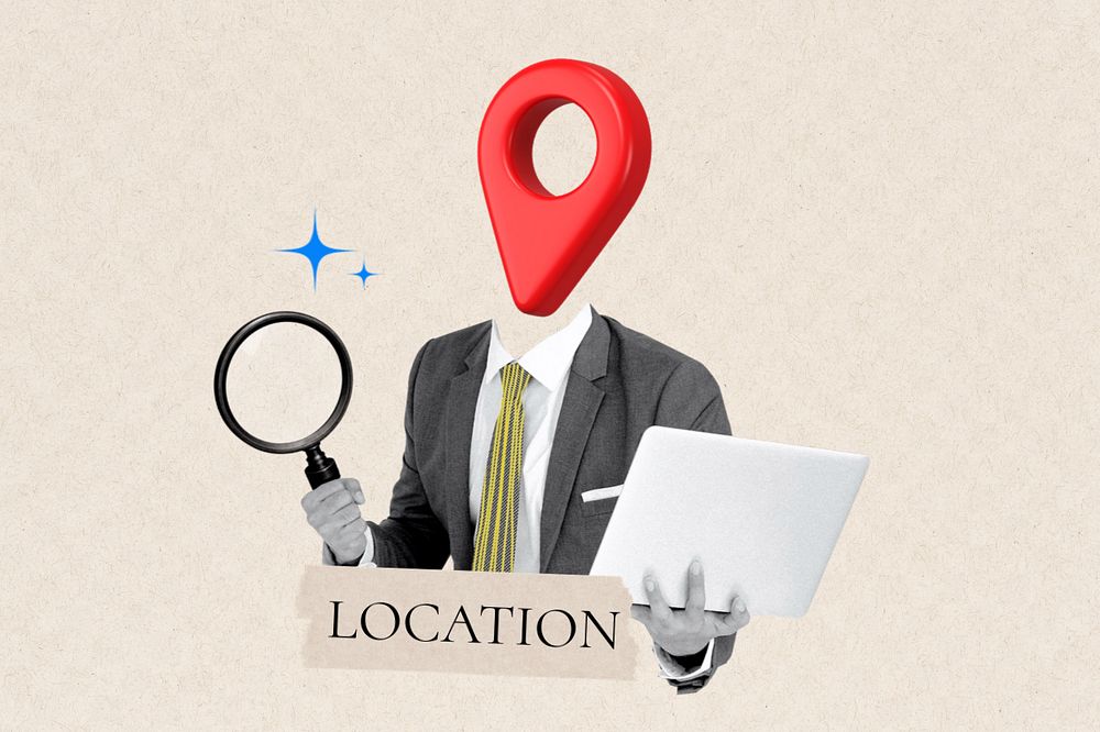 Location pin head businessman, editable design