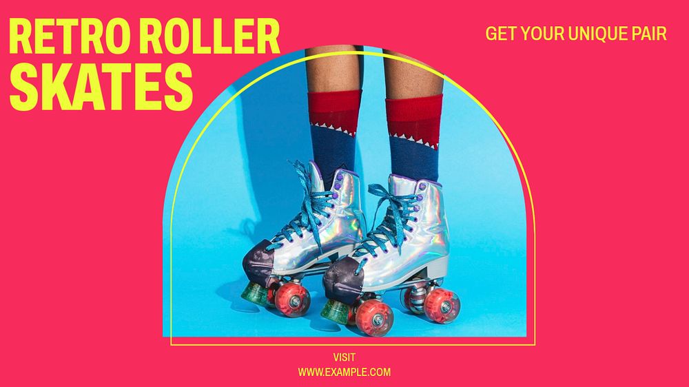 Retro roller skates blog banner template, editable design