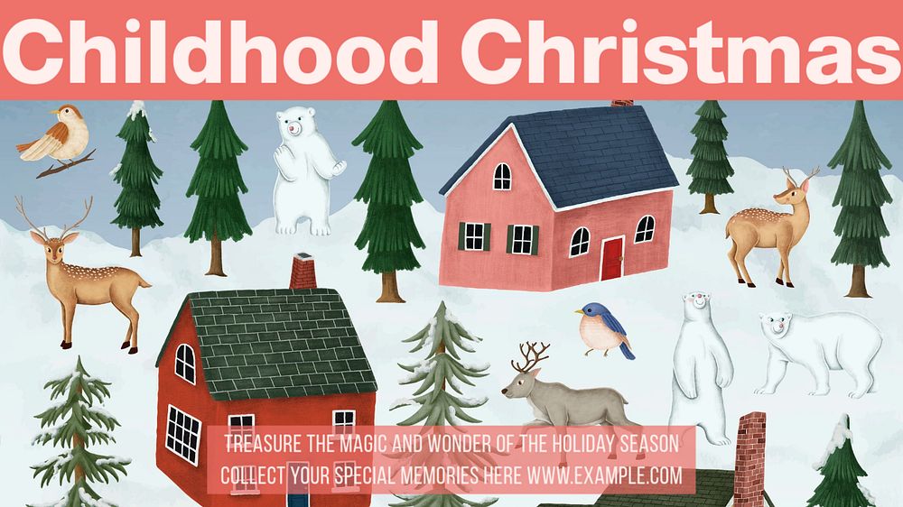 Christmas childhood memories blog banner template, editable design