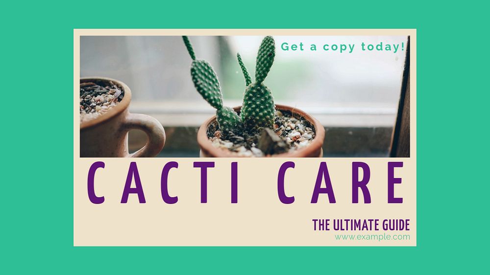 Cacti care book blog banner template, editable design