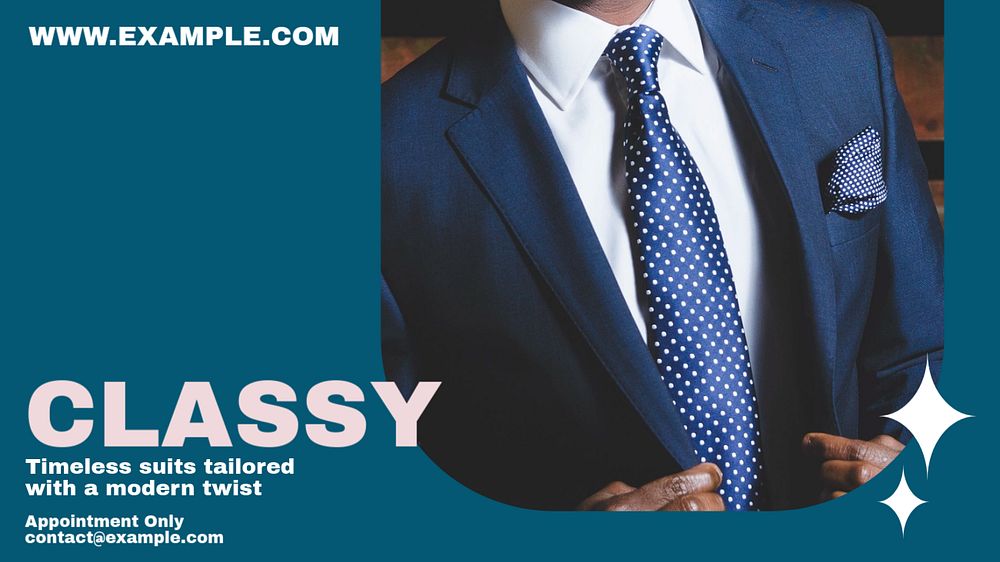 Classy suit tailor blog banner template, editable design