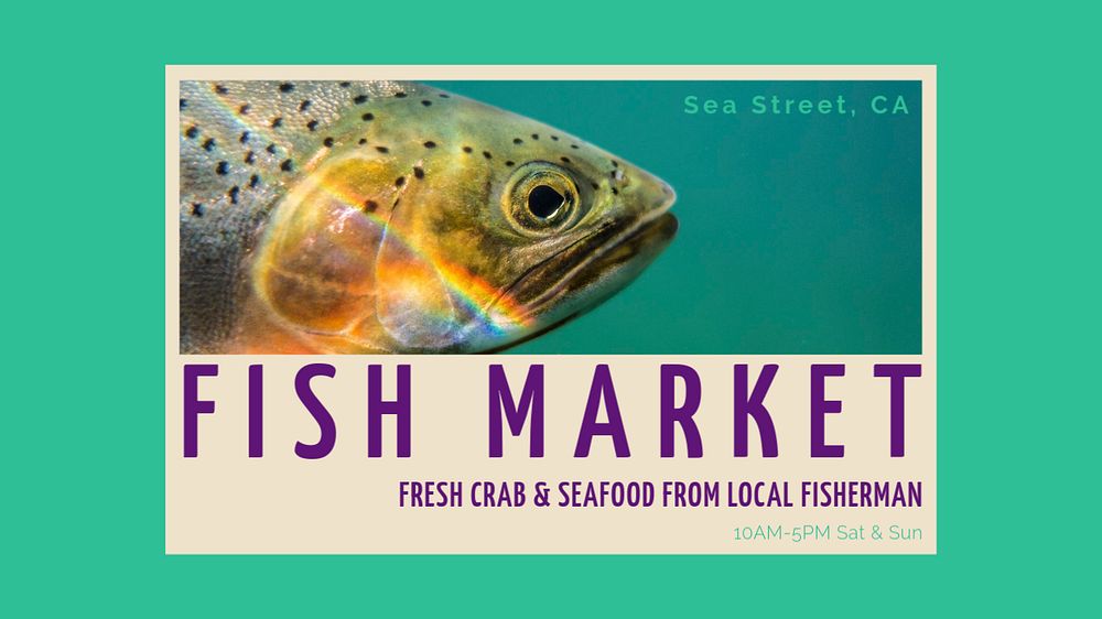 Fish market blog banner template, editable design