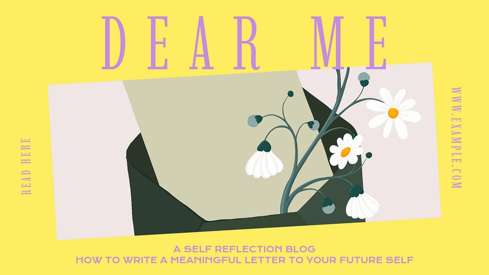 Future self letter blog banner template, editable design