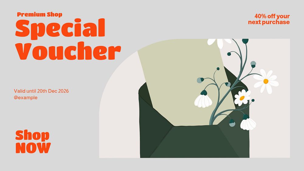 Special voucher blog banner template, editable design