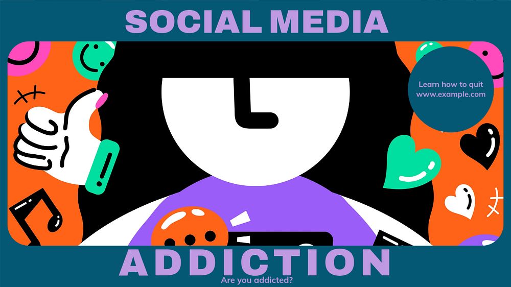 Social media addiction blog banner template, editable design