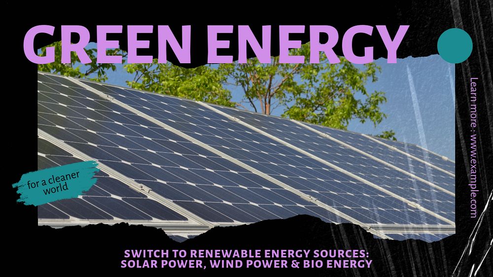 Green energy blog banner template, editable design