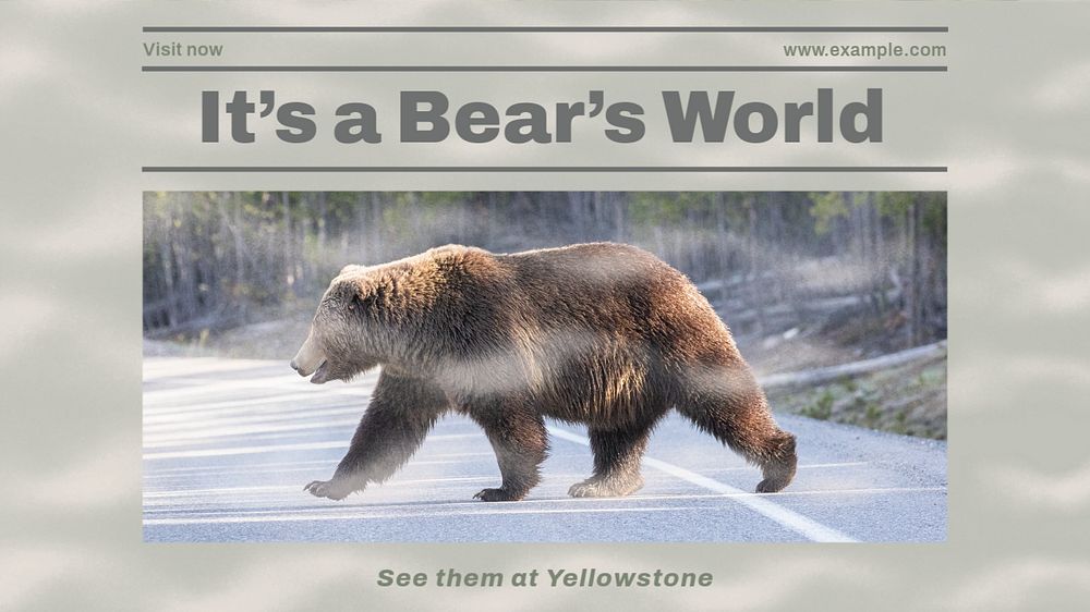 Bears at Yellowstone blog banner template, editable design