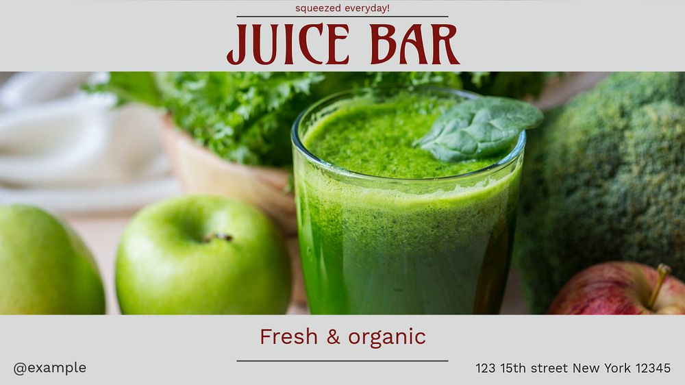 Juice bar blog banner template, editable design