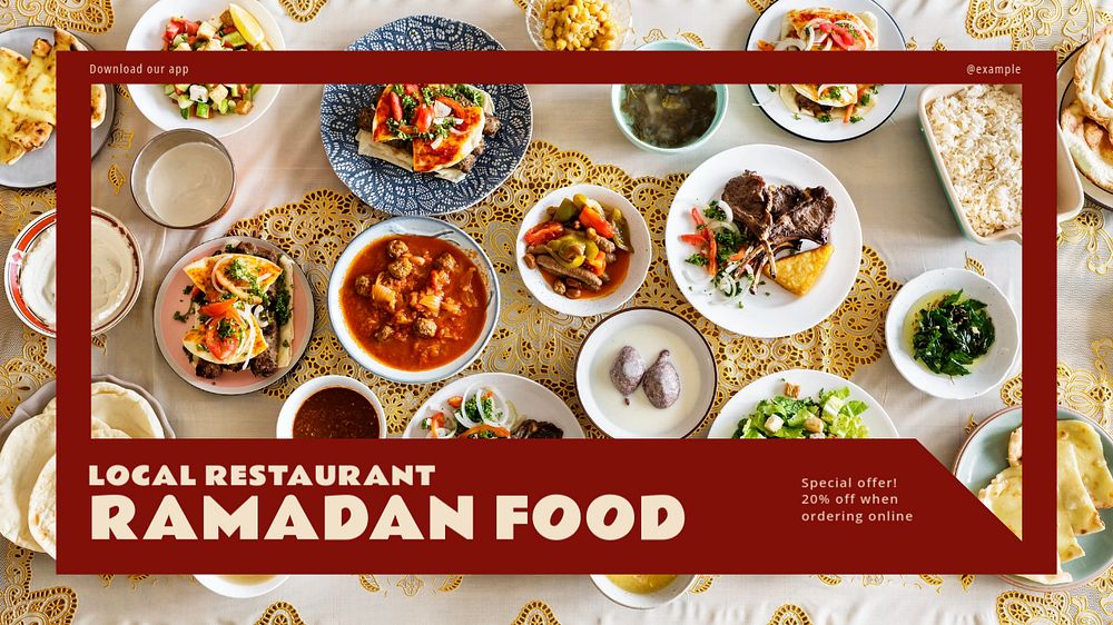 Ramadan food blog banner template, editable design