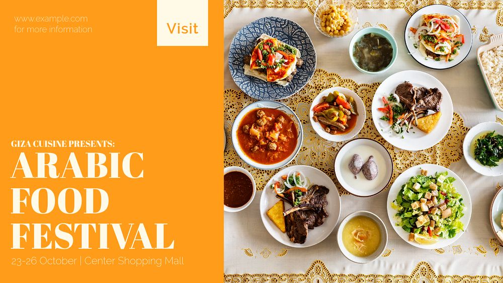 Arabic food festival blog banner template, editable design