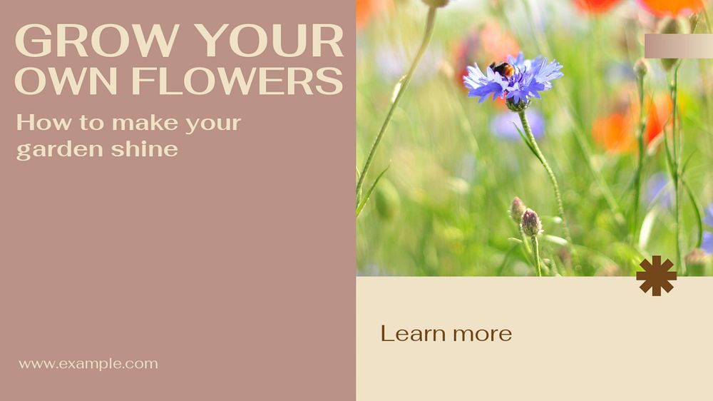 Garden flowers blog banner template, editable design