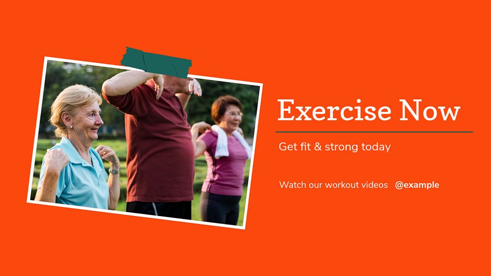 Exercise now blog banner template, editable design