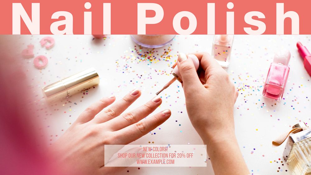 Nail polish blog banner template, editable design