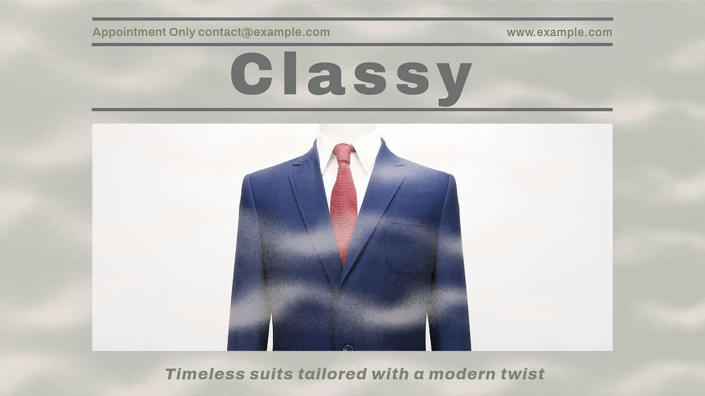 Classy suit tailor blog banner template, editable design