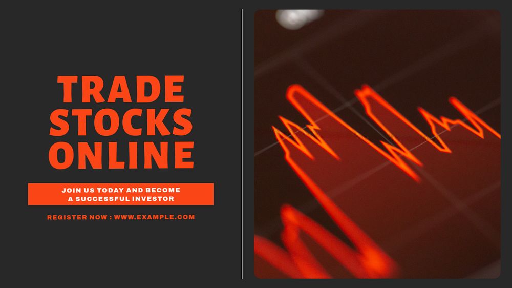 Trade stocks online blog banner template, editable design