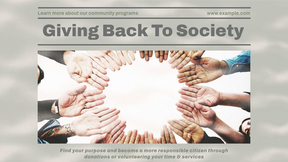 Give to society blog banner template, editable design