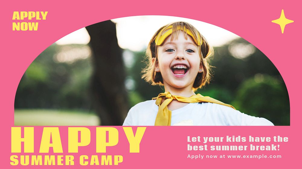 Summer camp blog banner template, editable design