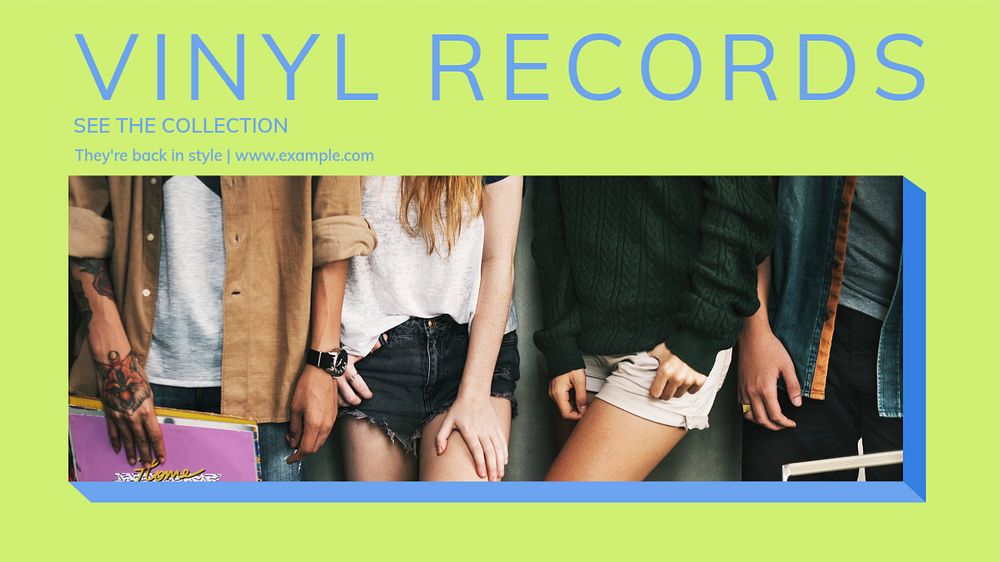 Vinyl records blog banner template, editable design