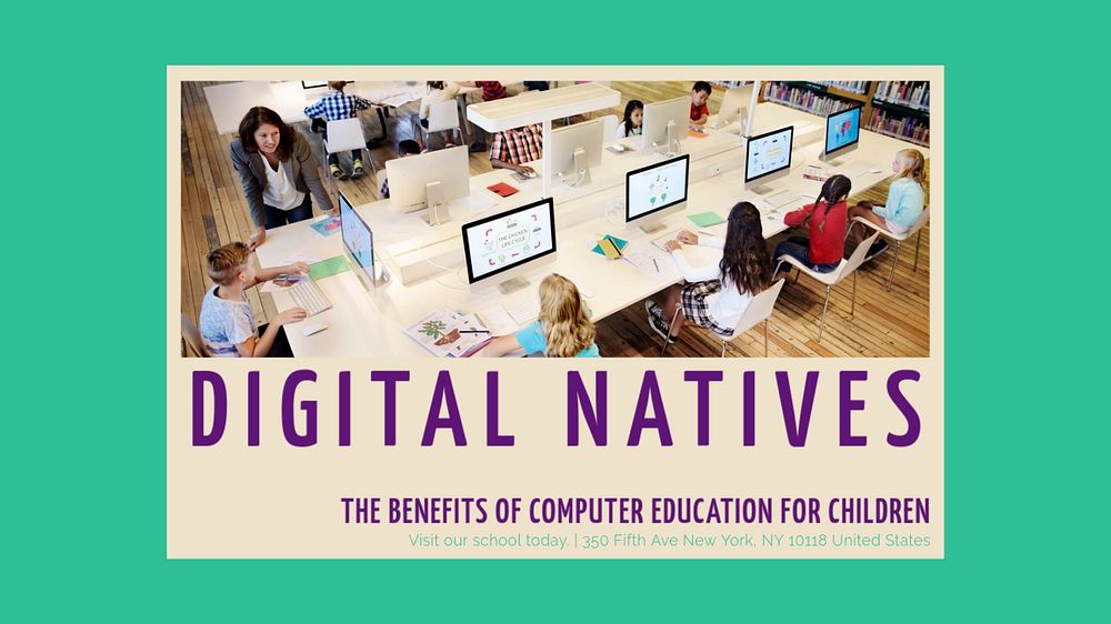 Computer education blog banner template, editable design