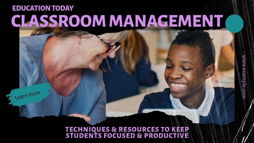 Classroom management blog banner template, editable design