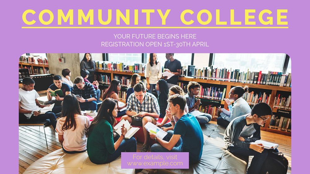 Community college blog banner template, editable design