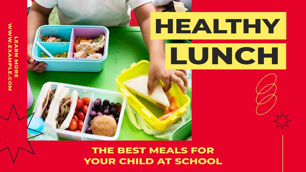 Healthy school lunch blog banner template, editable design