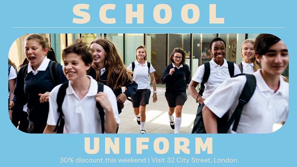 School uniform blog banner template, editable design