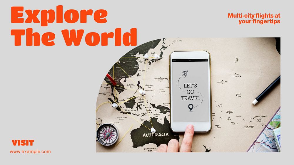 Travel the world blog banner template, editable design