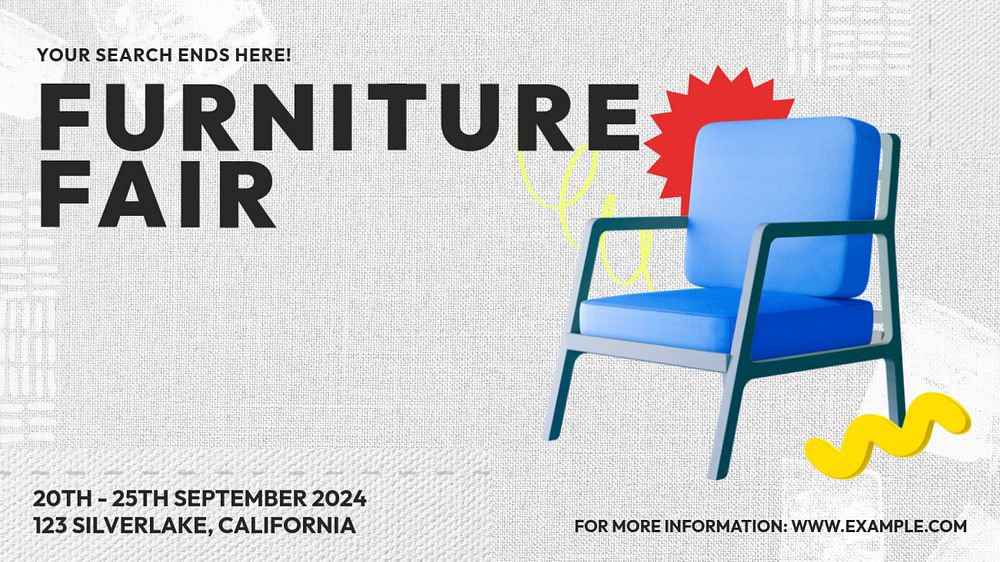 Furniture fair  blog banner template, editable text