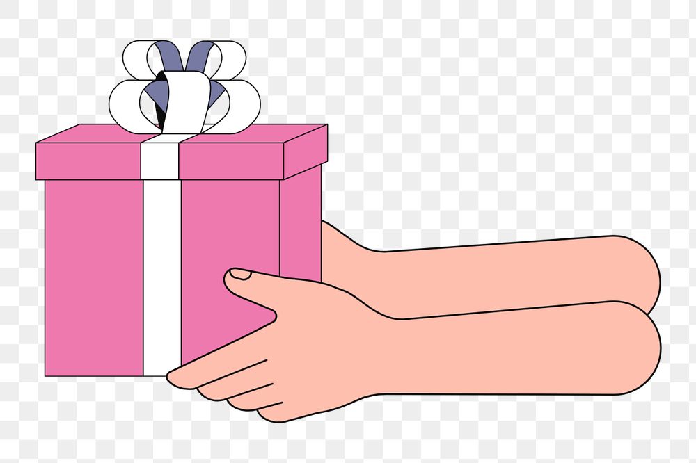 Gift giving, hands holding present illustration, editable design