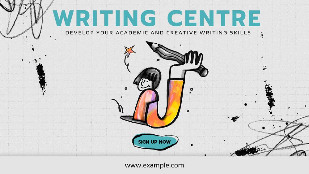 Writing centre  blog banner template, editable text